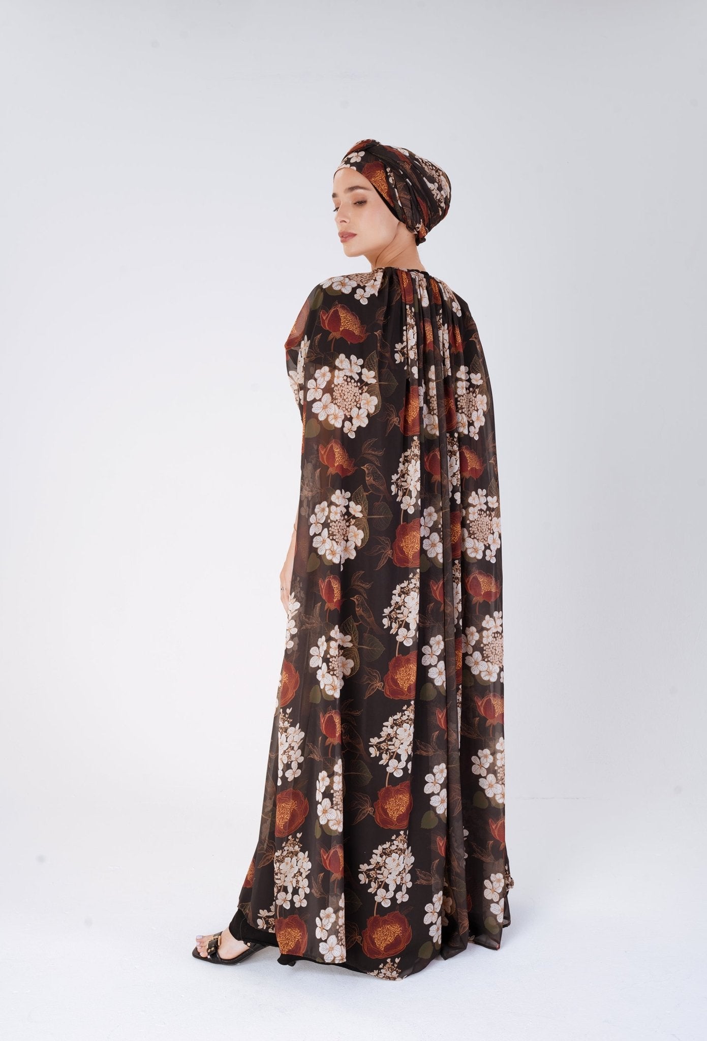 Floral Veil dress- Three piece beautiful modest dress for perfect evenings and dinners- floral print - Modest wear by MODMOD UK.