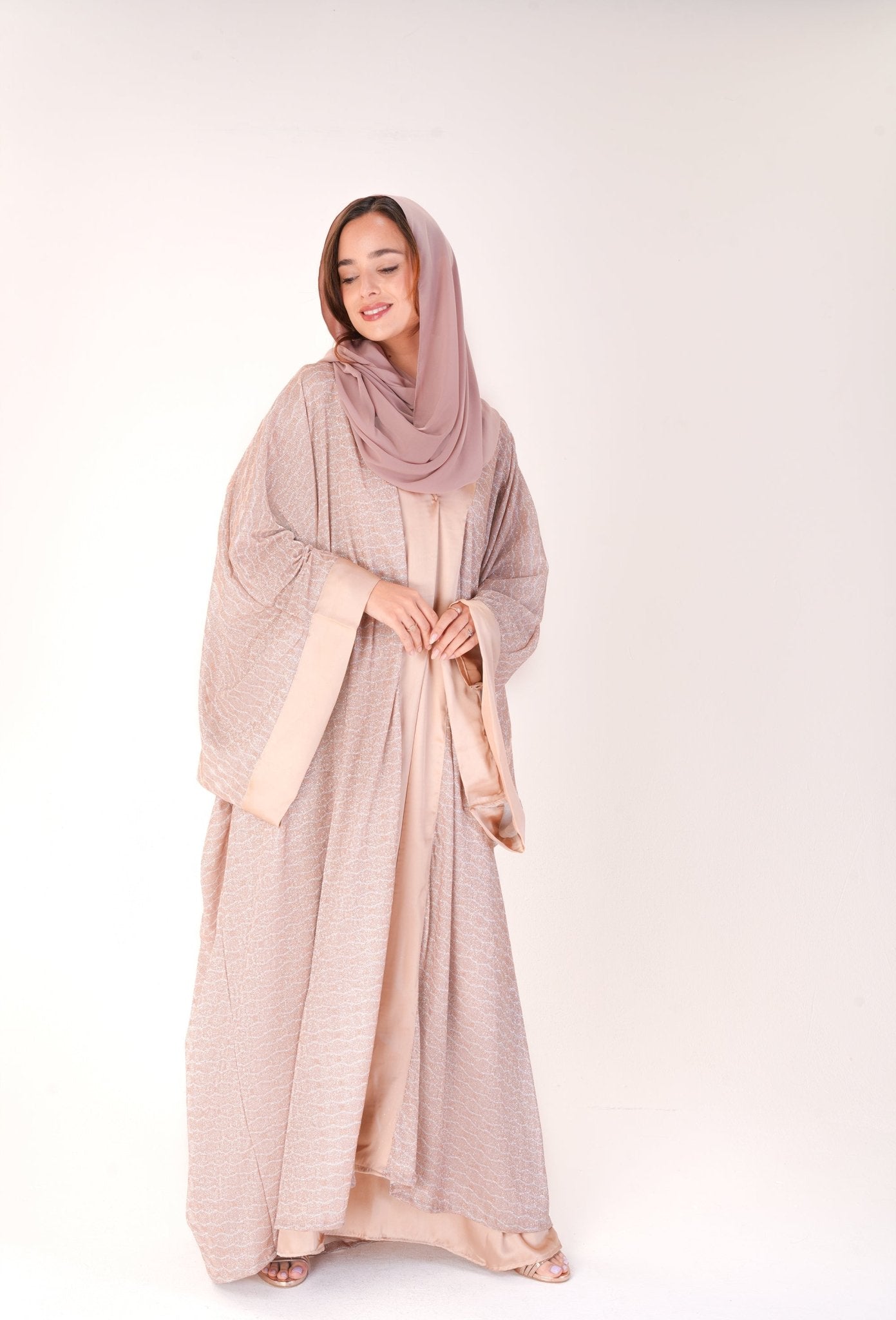 Blush Glow Abaya – Flowy Kimono Abaya – Modest Fashion by MODMOD